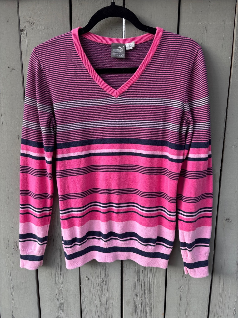 PUMA- Striped V-Neck Sweater (L-94)